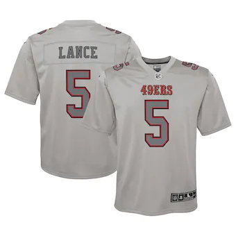 youth nike trey lance gray san francisco 49ers atmosphere g